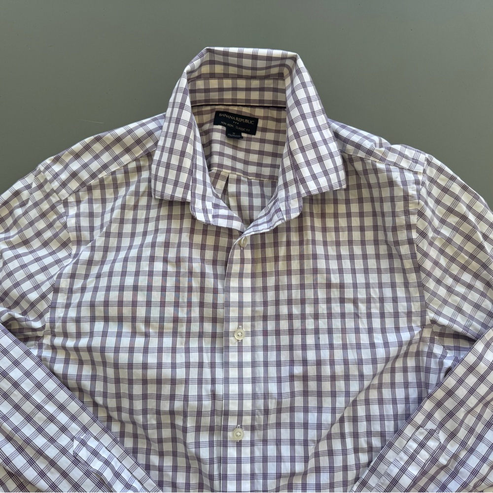 Banana Republic Lavender Plaid Button Down Shirt